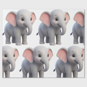 Cute Baby Elephant Nursery Cartoon Wrapping Paper