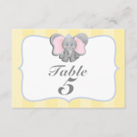 Cute Baby Elephant Party Table Number Card #2