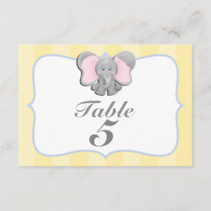 Cute Baby Elephant Party Table Number Card #2