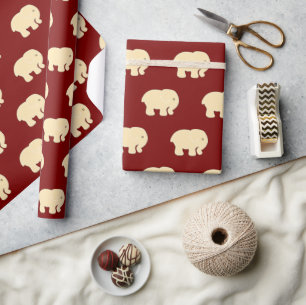 Cute  Baby Elephant Pattern Red Wrapping Paper