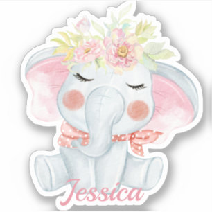 Cute Baby Elephant Pink die cut