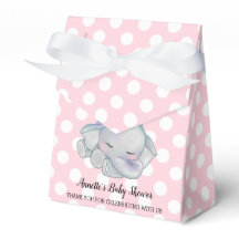 Cute Baby Elephant Pink Polka Dots Baby Shower