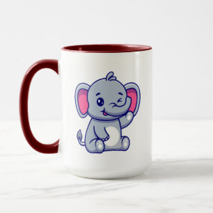 Cute Baby Elephant Sitting Cartoon-23800 Mug