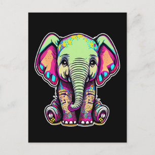 Cute Baby Elephant sitting digital illustration Postcard
