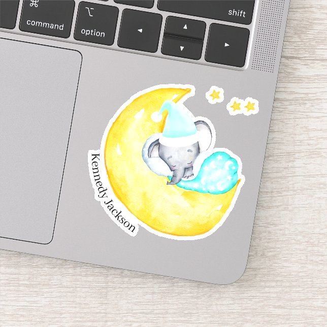 Cute Baby Elephant Sleeping on the Moon Vinyl (Detail)