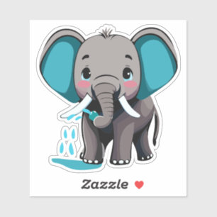Cute Baby Elephant Spraying Water From Trunk