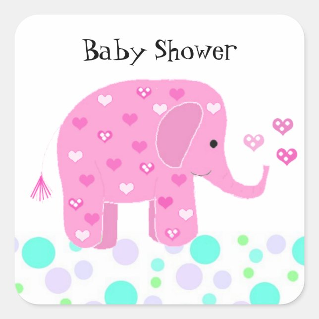 Cute Baby Elephant Thank You Square Sticker (Front)