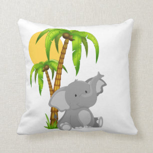 Cute Baby Elephant Throw Pillow