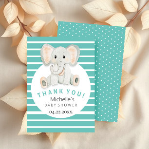 Cute Baby Elephant Watercolor Illustration Thank You Card