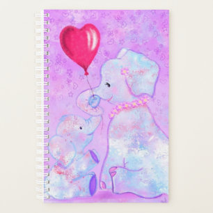 Cute Baby Elephant with Mom Planner