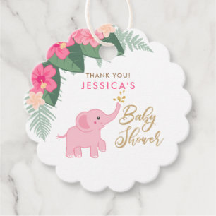 Cute baby elephant with sprinkling water thank you favour tags