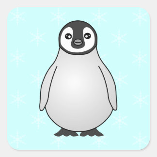 Cute Baby Emperor Penguin Cartoon Square Sticker