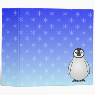 Cute Baby Emperor Penguin Snowflake Blue Binder