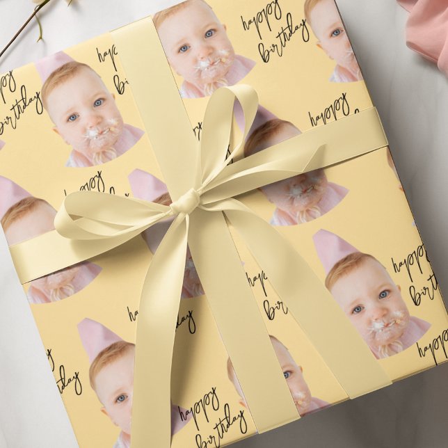 Cute Baby Face Birthday  |  Personalized Photo Wrapping Paper (Creator Uploaded)