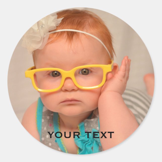 Cute Baby Family Photo Classic Round Sticker (Front)