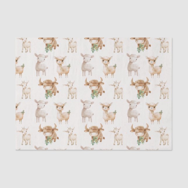 Cute baby farm animals tissue paper (Front)