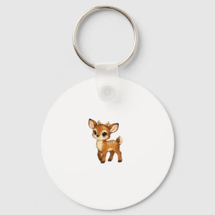 Cute Baby Fawn Cartoon Woodland Deer Nursery Illus Keychain