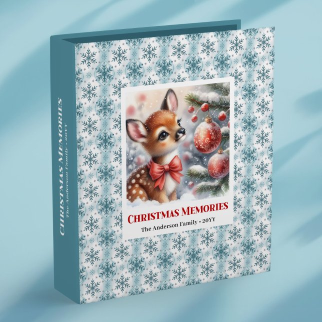 Cute baby fawn winter scene watercolor binder kids (Cute baby fawn winter scene watercolor binder for kids)
