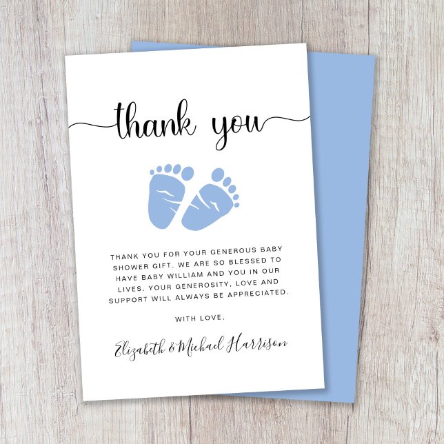Cute Baby Feet Boy Shower Thank You Card (Creator Uploaded)