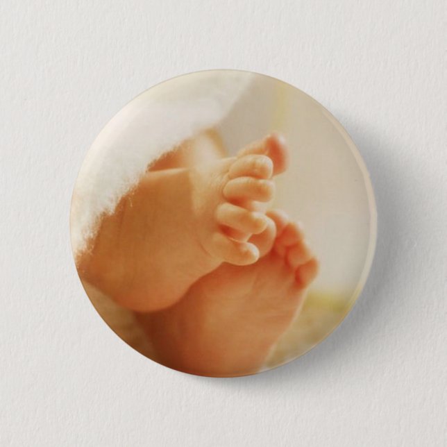 Cute Baby Feet Little Baby Feet Wrapped Blanket 2 Inch Round Button (Front)