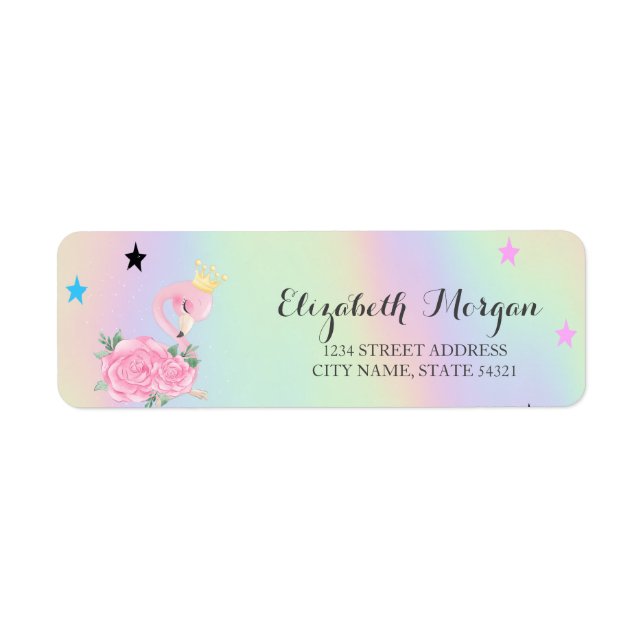 Cute Baby Flamingo, Stars,Holographic (Front)