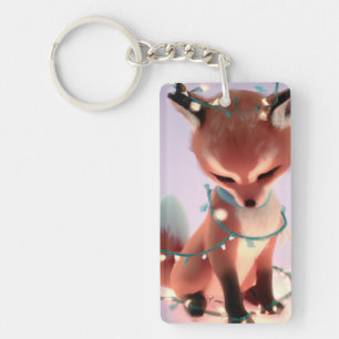 Cute Baby Fox avec Fairy Lights Porte - clé