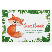 Cute Baby Fox | Baby Shower | Tropical Leaves