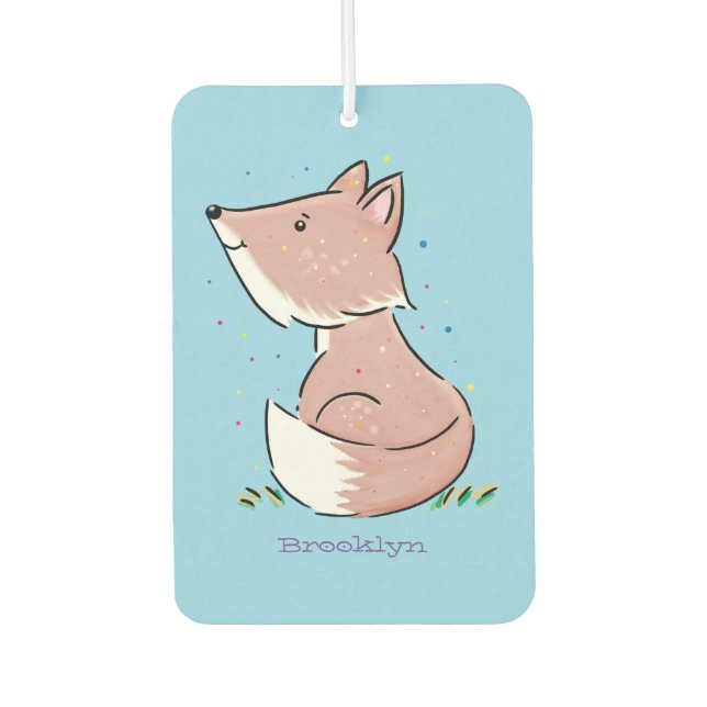 Cute baby fox cartoon illustration air freshener (Front)