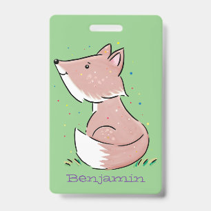 Cute baby fox cartoon illustration badge