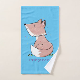 Cute baby fox cartoon illustration bath towel set