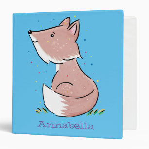 Cute baby fox cartoon illustration binder