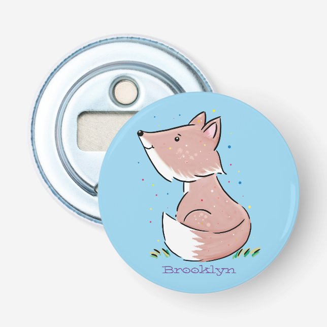 Cute baby fox cartoon illustration bottle opener (Front)