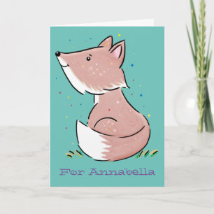 Cute baby fox cartoon illustration card