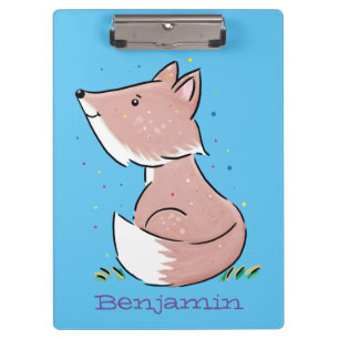 Cute baby fox cartoon illustration clipboard