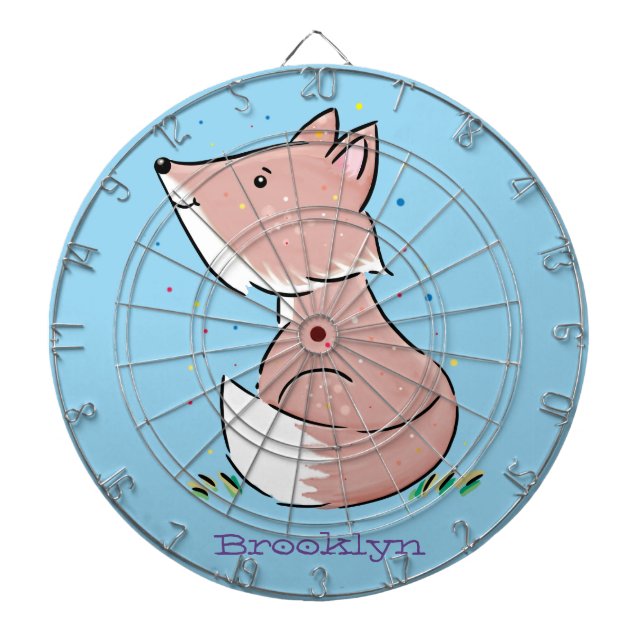 Cute baby fox cartoon illustration dartboard (Front)