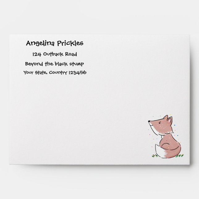 Cute baby fox cartoon illustration envelope (Front)
