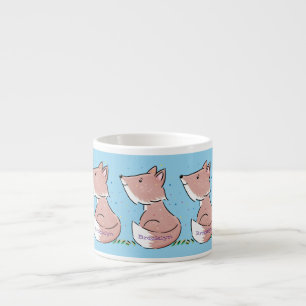 Cute baby fox cartoon illustration espresso cup