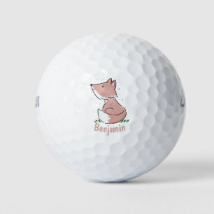 Cute baby fox cartoon illustration golf balls