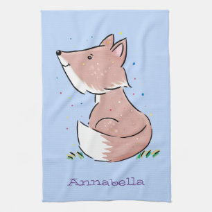 Cute baby fox cartoon illustration kitchen towel