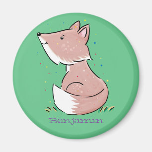 Cute baby fox cartoon illustration magnet