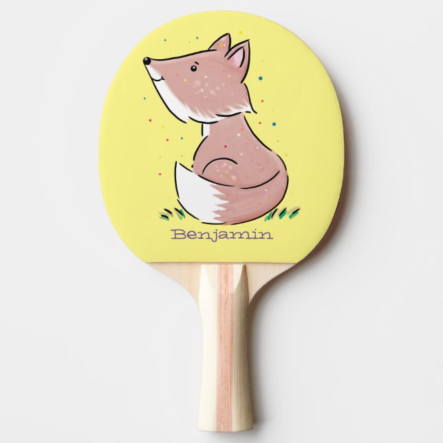 Cute baby fox cartoon illustration ping pong paddle (Front)