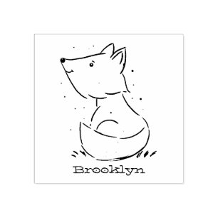 Cute baby fox cartoon illustration rubber stamp