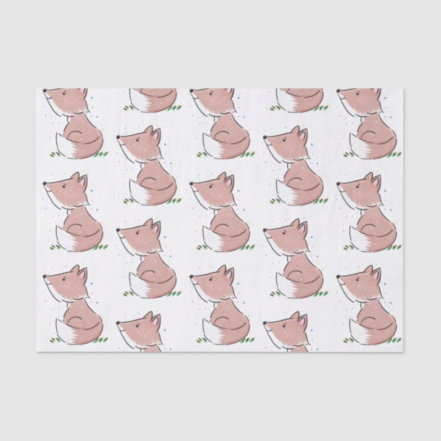 Cute baby fox cartoon illustration tissue paper (Front)