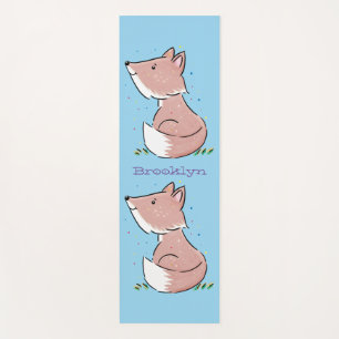 Cute baby fox cartoon illustration yoga mat