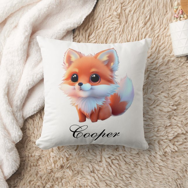Cute baby fox Forest woodland friends Throw Pillow (Blanket)