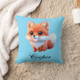 Cute baby fox Forest woodland friends Throw Pillow