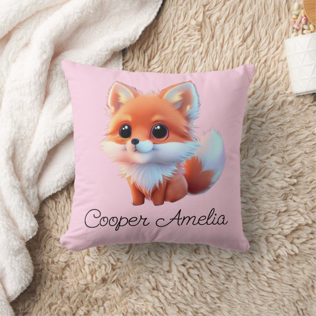 Cute baby fox Forest woodland friends Throw Pillow (Blanket)
