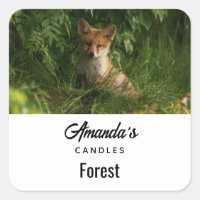 Cute Baby Fox in a Green Forest Candle Business
