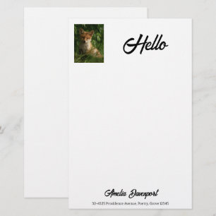 Cute Baby Fox in a Green Forest Stationery