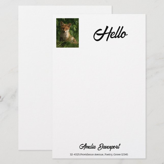 Cute Baby Fox in a Green Forest Stationery (Front/Back)